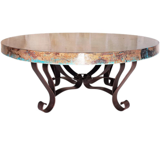 Mexports By Susana Molina Luxurious Wrought Iron Coffee Table Embellished With A 48 Round Oxidized Copper Top