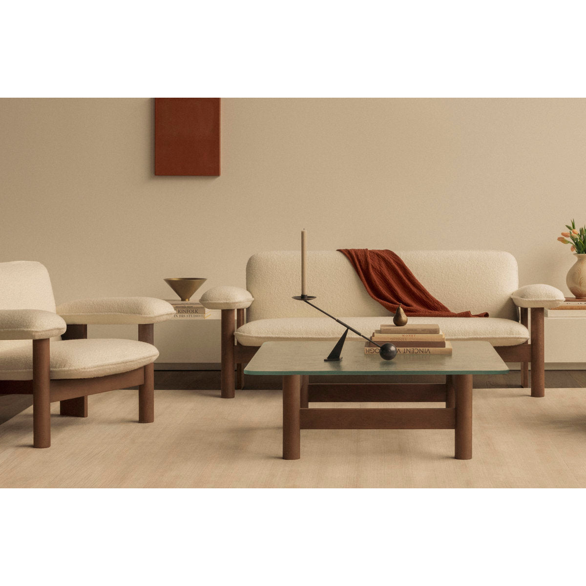 Audo Copenhagen Brasilia Lounge Table Natural Oakclear Glass