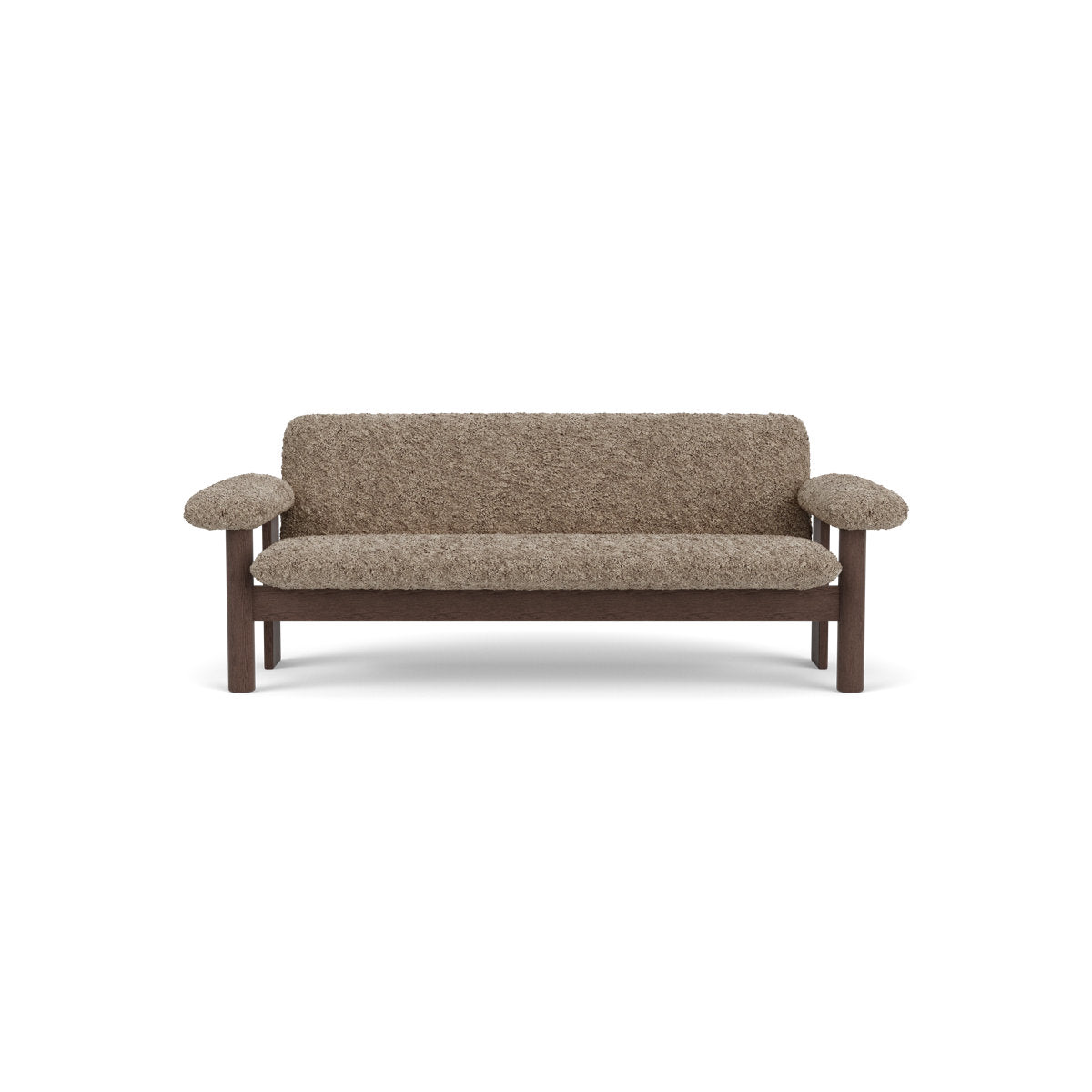 Audo Copenhagen Brasilia Sofa 2 Seater Solid Oak Base Upholstered With Pc3L Natural Oak Euus Cal117 Foam Sheepskin Curly Sahara Sheepskin Curly Nevotex