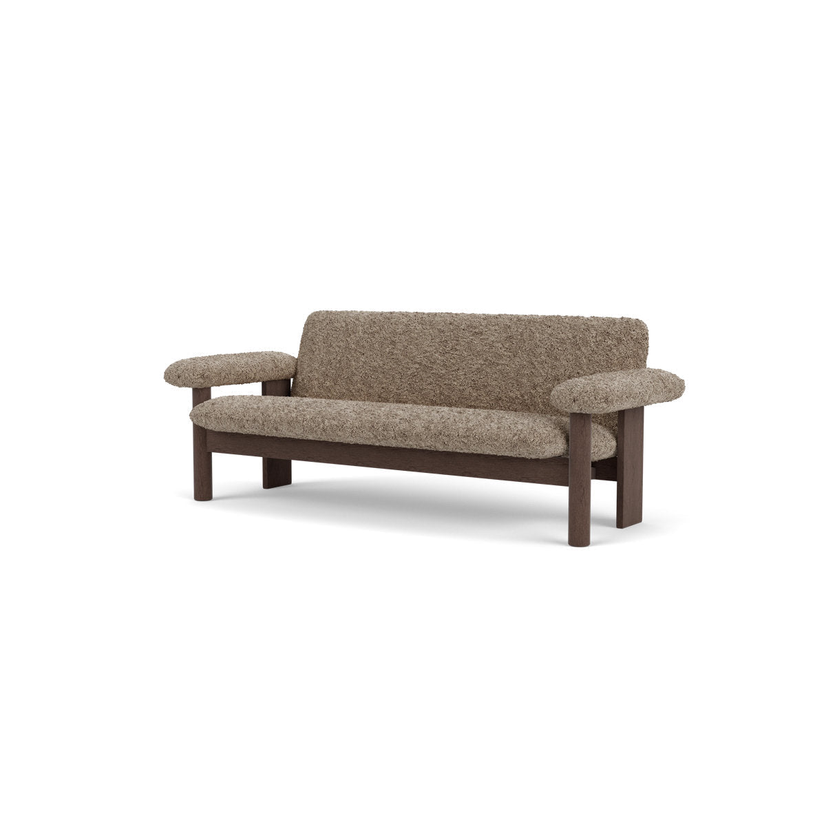 Audo Copenhagen Brasilia Sofa 2 Seater Solid Oak Base Upholstered With Pc3L Natural Oak Euus Cal117 Foam Sheepskin Curly Sahara Sheepskin Curly Nevotex