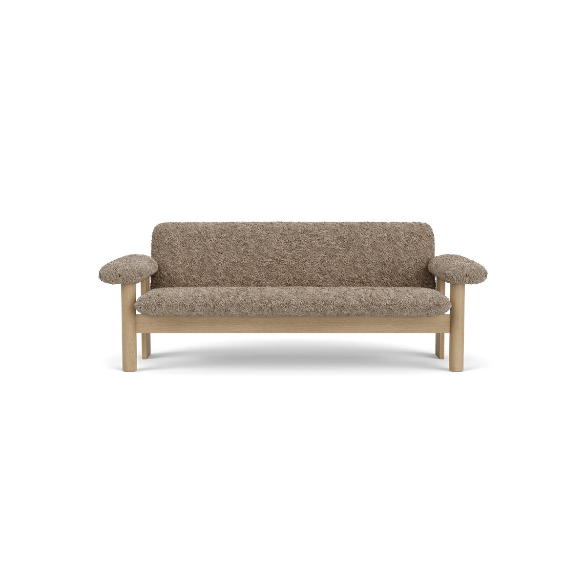 Audo Copenhagen Brasilia Sofa 2 Seater Solid Oak Base Upholstered With Pc3L Natural Oak Euus Cal117 Foam Sheepskin Curly Sahara Sheepskin Curly Nevotex