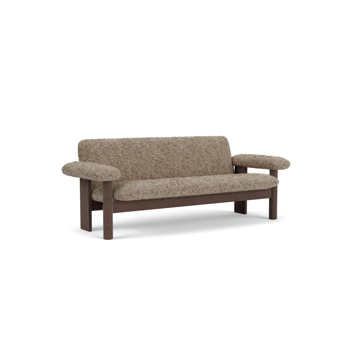 Audo Copenhagen Brasilia Sofa 2 Seater Solid Oak Base Upholstered With Pc3L Natural Oak Euus Cal117 Foam Sheepskin Curly Sahara Sheepskin Curly Nevotex
