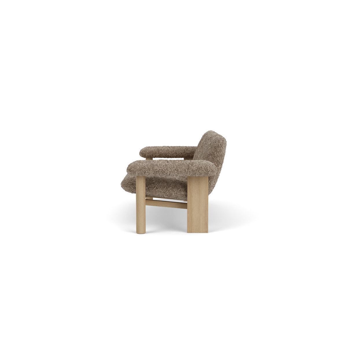 Audo Copenhagen Brasilia Sofa 2 Seater Solid Oak Base Upholstered With Pc3L Natural Oak Euus Cal117 Foam Sheepskin Curly Sahara Sheepskin Curly Nevotex
