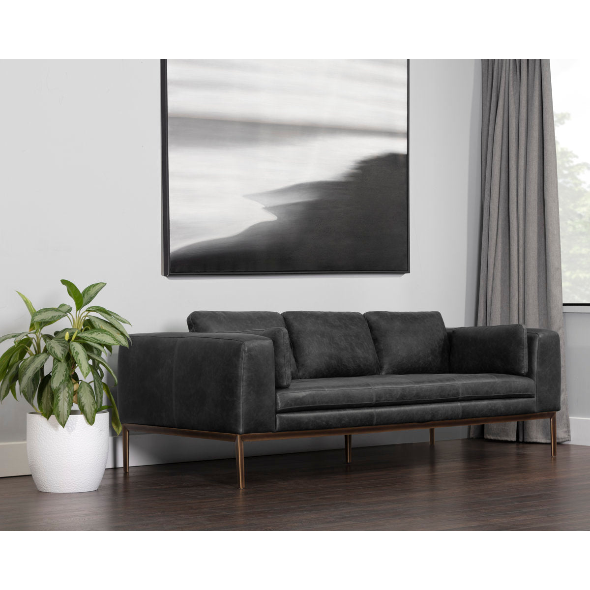 Sunpan Burr Sofa Bali Bone Leather