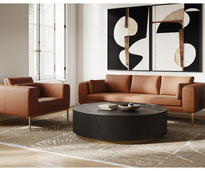 Sunpan Burr Sofa Behike Saddle Leather