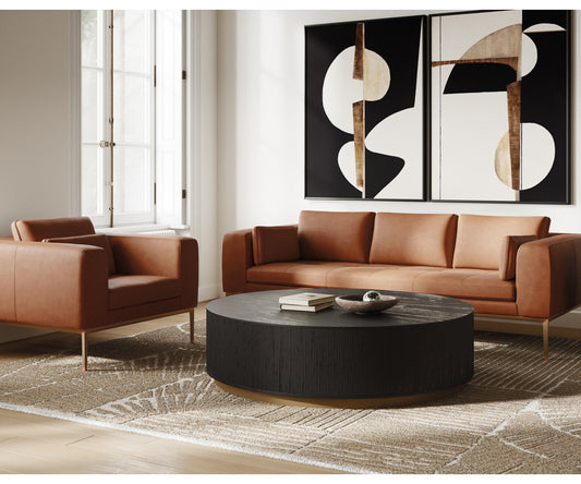 Sunpan Burr Sofa Behike Saddle Leather