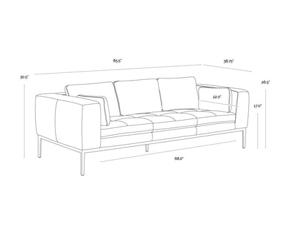 Sunpan Burr Sofa Behike Saddle Leather