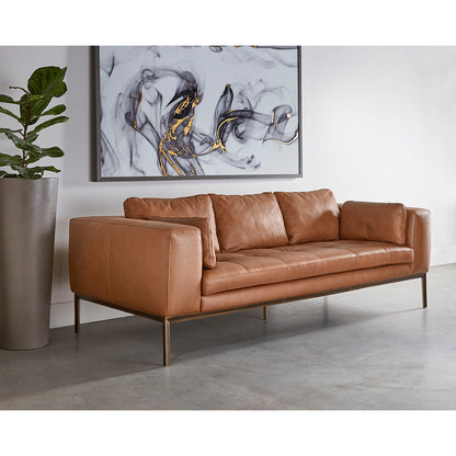 Sunpan Burr Sofa Behike Saddle Leather