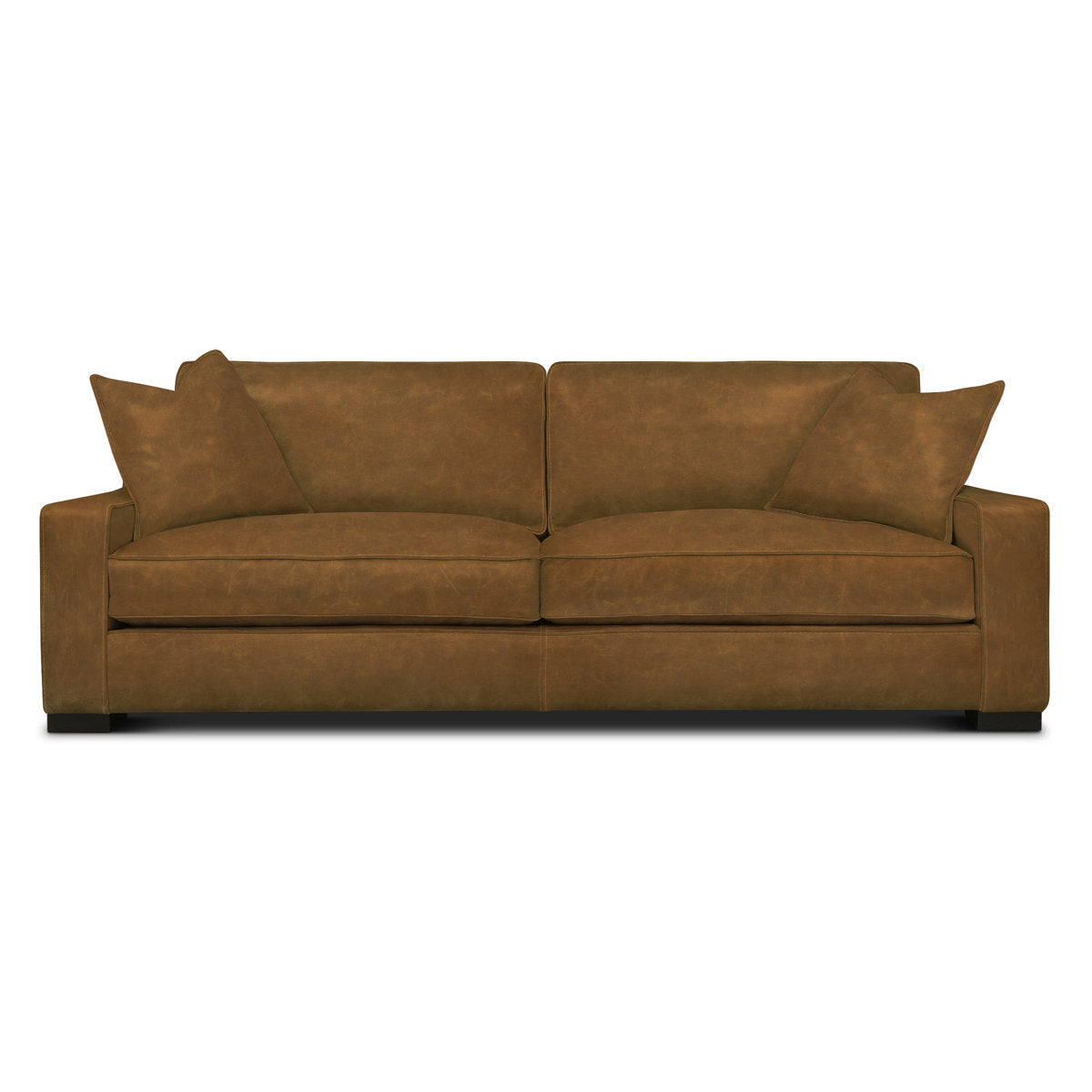 Eleanor Rigby Buttercup 96 Genuine Leather Square Arm Sofa