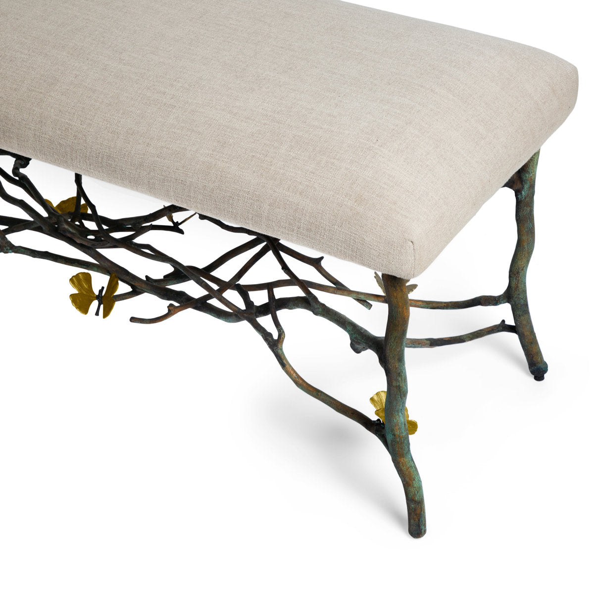 Butterfly Ginkgo Upholstered Bench