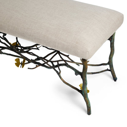 Butterfly Ginkgo Upholstered Bench