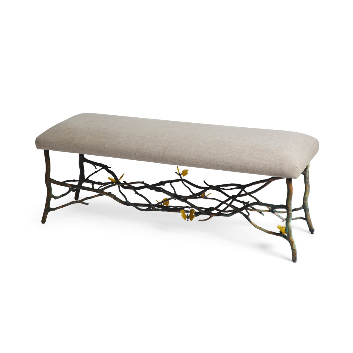 Butterfly Ginkgo Upholstered Bench