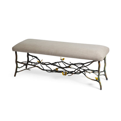 Butterfly Ginkgo Upholstered Bench