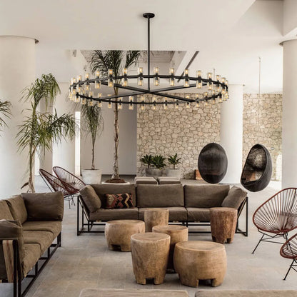 Contemporary Industrial Crystal Glass Round LED Chandelier - Arcachon Style