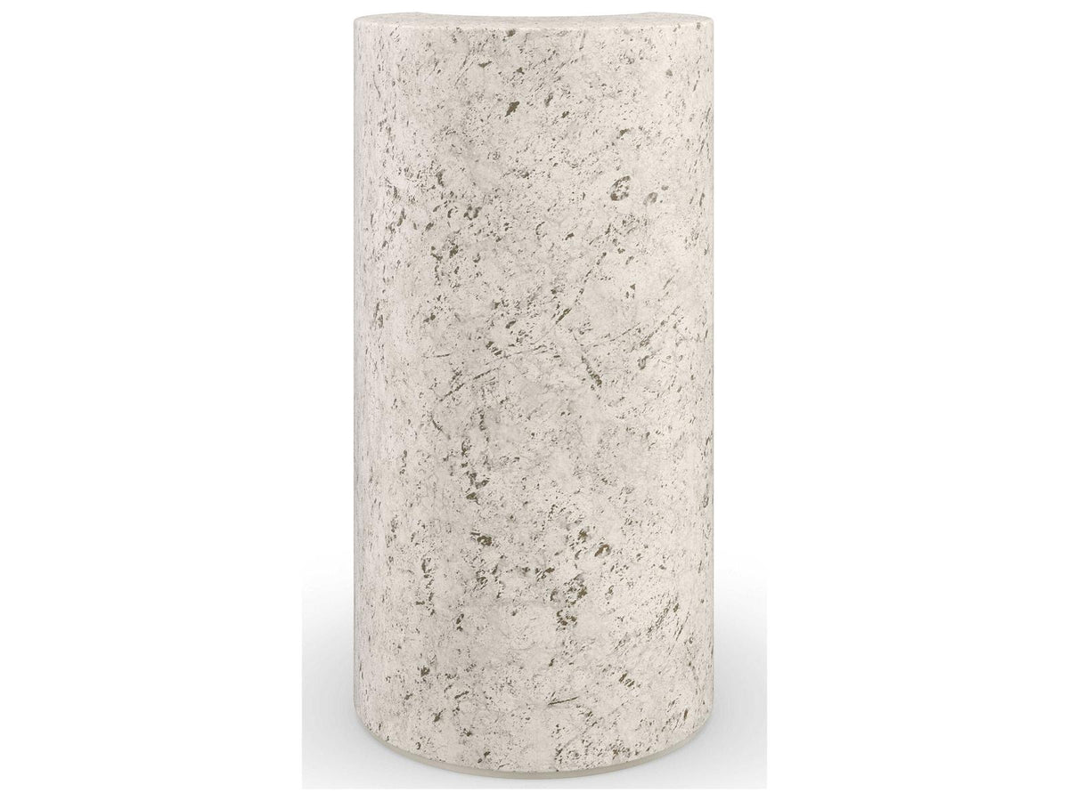 Classic Sun and Moon Travertine End Table with Bronze Accents