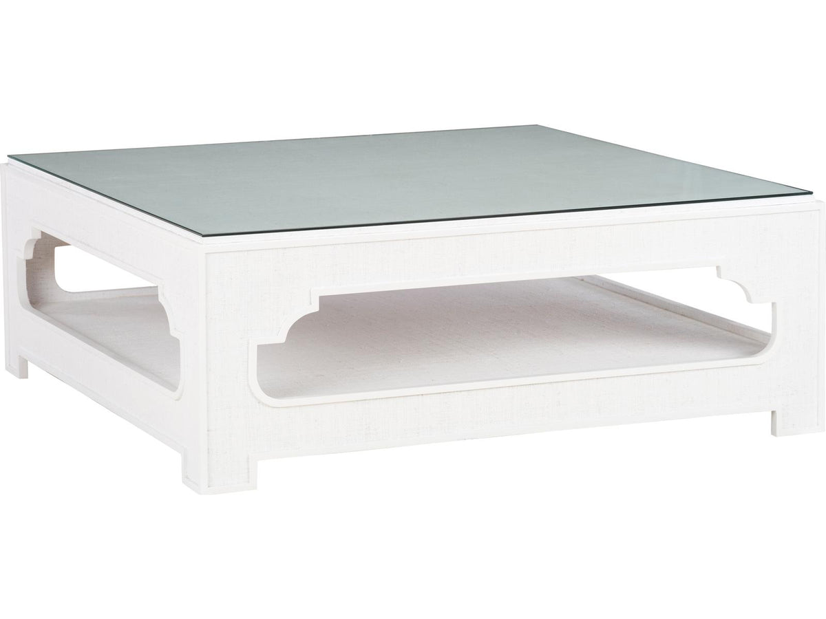 Jamie Merida Square Glass White Cream Coffee Table