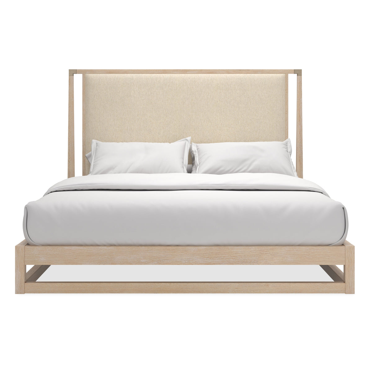 Caracole Classic Pinstripe Upholstered Light Bed