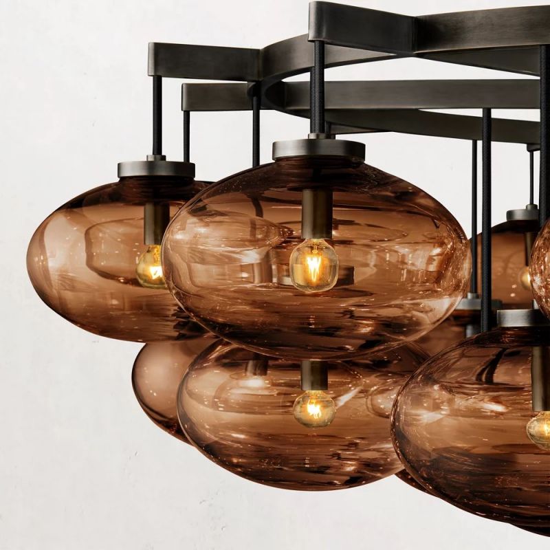 Cabrette Glass Round  Chandelier 60"