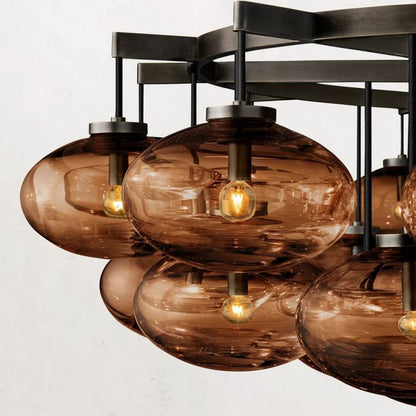 Cabrette Glass Round  Chandelier 60"