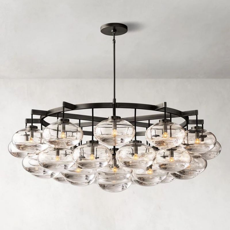 Cabrette Glass Round  Chandelier 60"