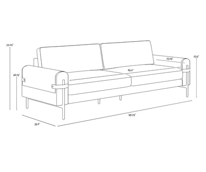 Sunpan Camus Sofa Ludlow Sesame Leather