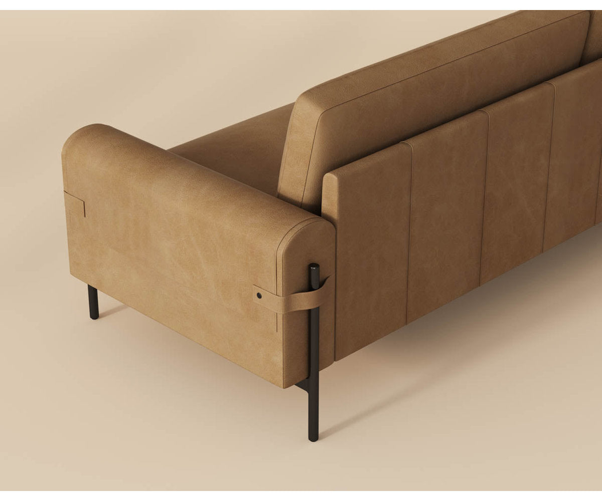 Sunpan Camus Sofa Ludlow Sesame Leather