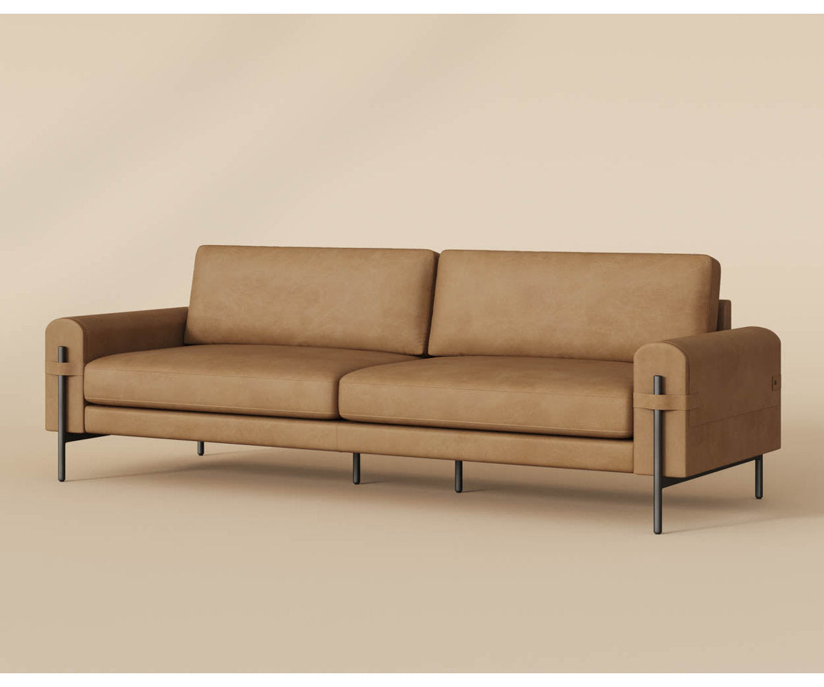 Sunpan Camus Sofa Ludlow Sesame Leather