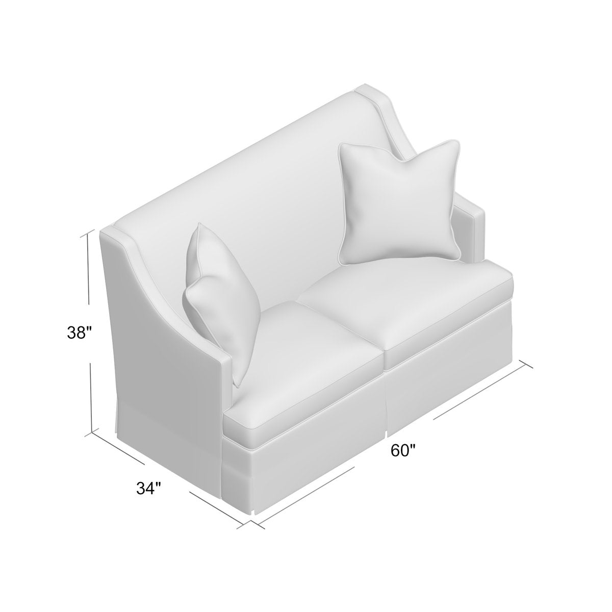 Duralee Cardiff 60 Recessed Arm Loveseat