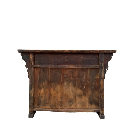 Carved Elm Dual-Drawer Cabinet