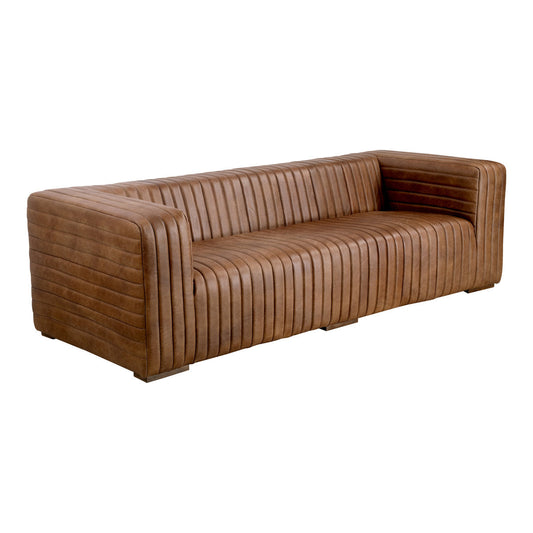 Castle 95" Genuine Leather Square Arm Chesterfield Sofa