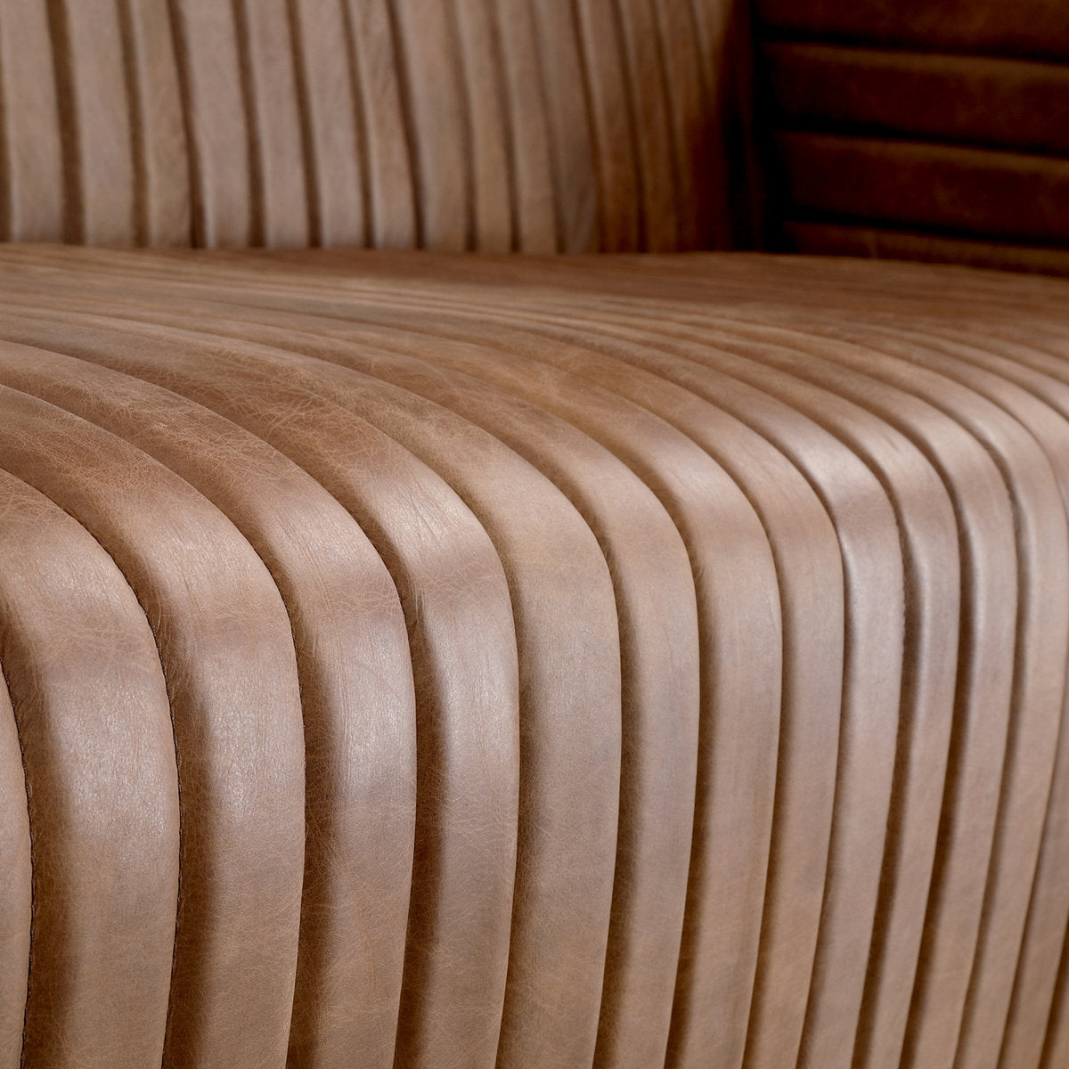 Castle 95" Genuine Leather Square Arm Chesterfield Sofa