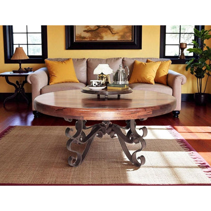 Chic Luxury Ranch Mesquite Wood Round Coffee Table Model 1237 Aaa