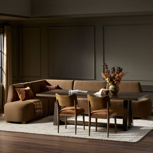Clemence Dining Banquette L Shape 127"-Crypton Nomad Mushroom