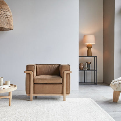 Tikamoon Cobbelwood Solid Oak And Leather Cheyenne Armchair