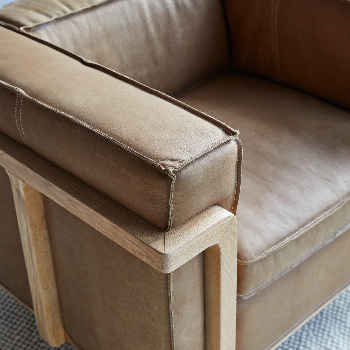 Tikamoon Cobbelwood Solid Oak And Leather Cheyenne Armchair
