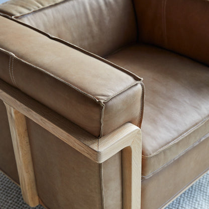Tikamoon Cobbelwood Solid Oak And Leather Cheyenne Armchair