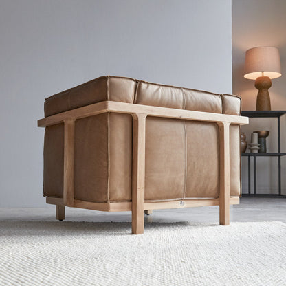 Tikamoon Cobbelwood Solid Oak And Leather Cheyenne Armchair