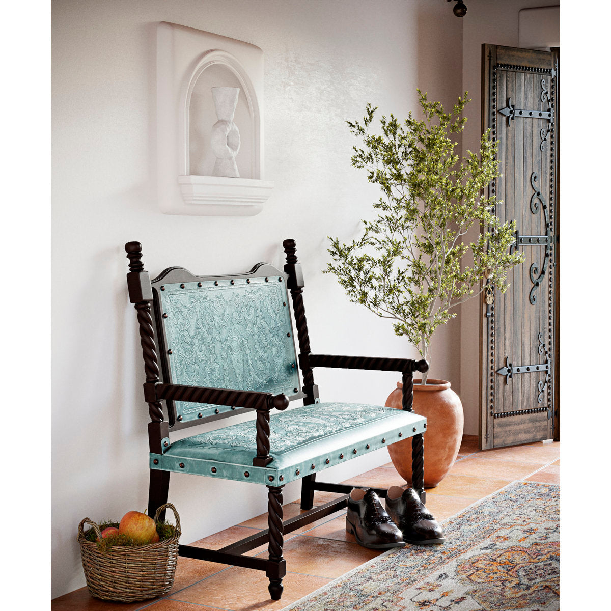 New World Trading Colonial Solomon Wooden Bench