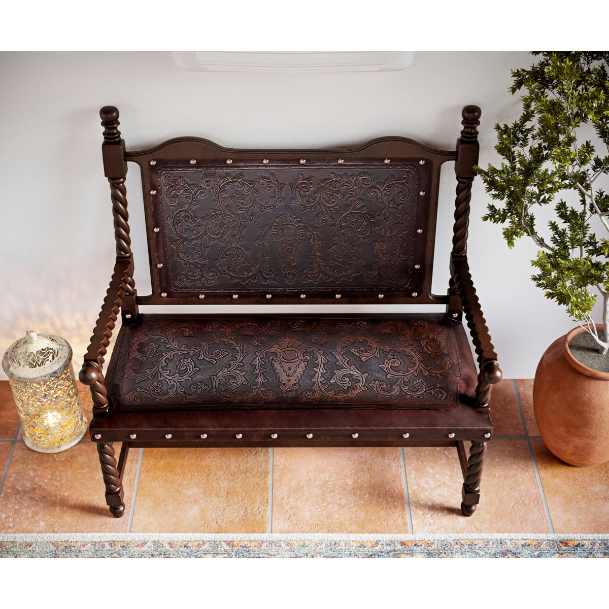 New World Trading Colonial Solomon Wooden Bench