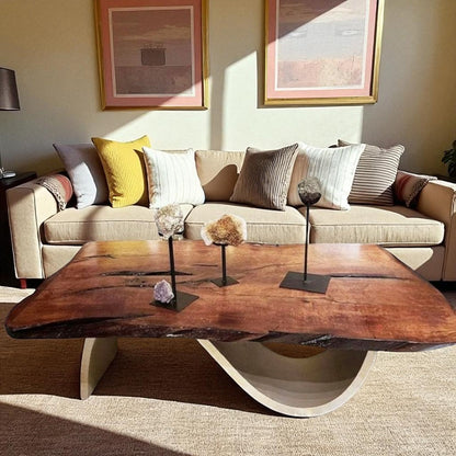 Contemporary Rectangular Natural Mesquite And Wrought Iron