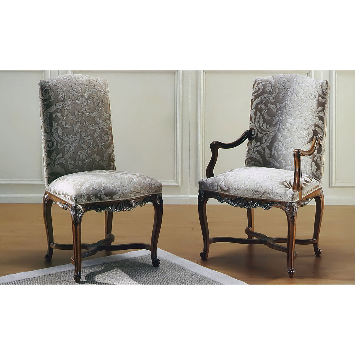 Cotton Upholstered Arm Chair in Gray