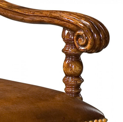 Country Farmhouse Leather Arm Chair