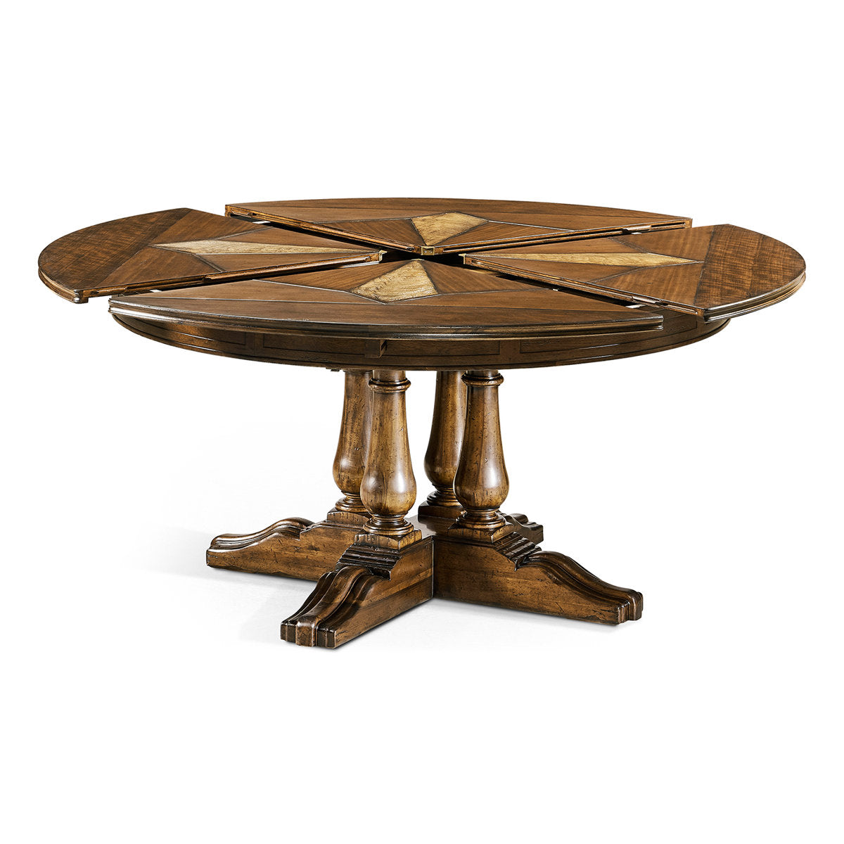 Country Farmhouse Round Walnut Wood Dining Table