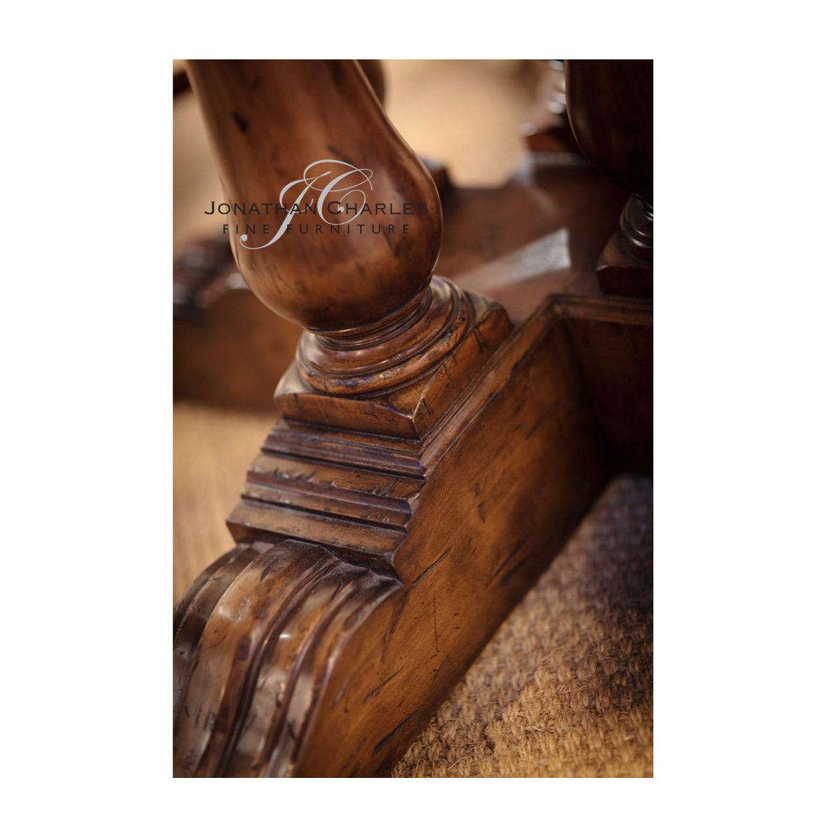 Country Farmhouse Round Walnut Wood Dining Table