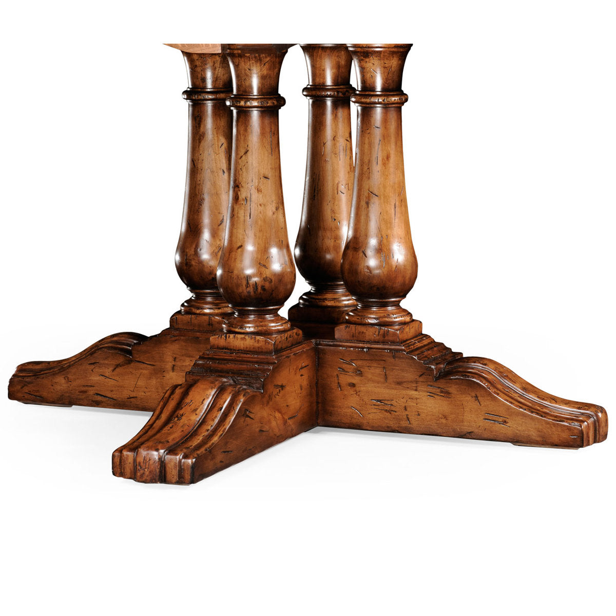 Country Farmhouse Round Walnut Wood Dining Table