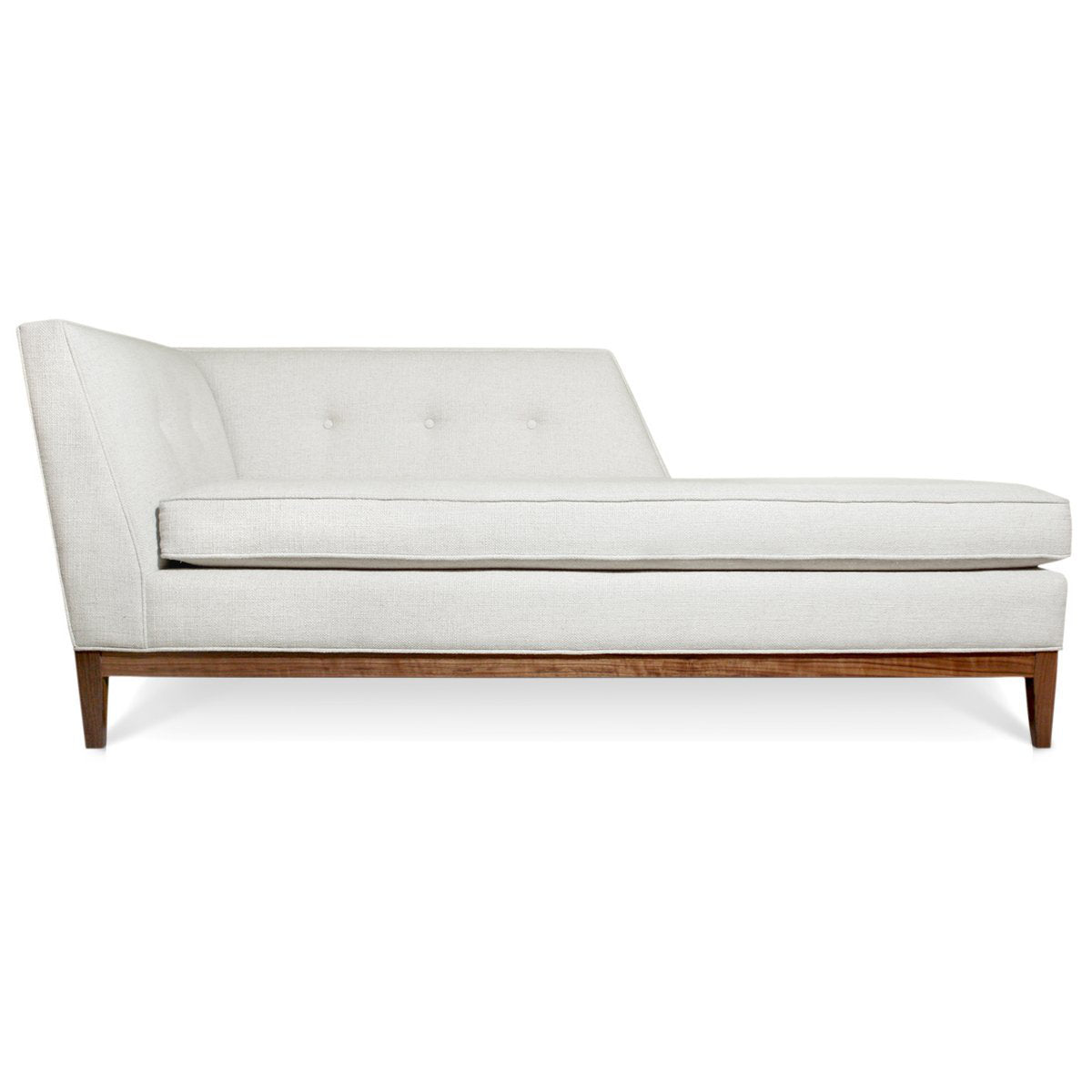 Danner Chaise - Navy Velvet Fabric with Walnut Base