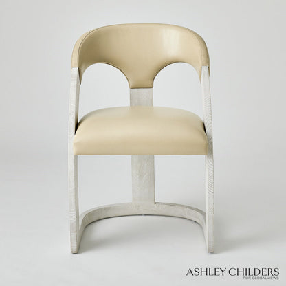Delia Dining Chair-Ebony Cerused Leather
