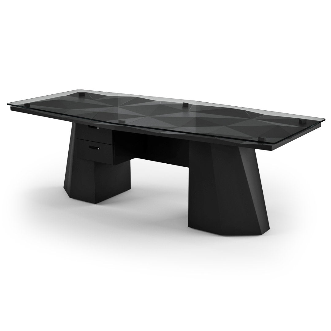 Arditi Collection Diamond Office Glass Hexagonal Desk
