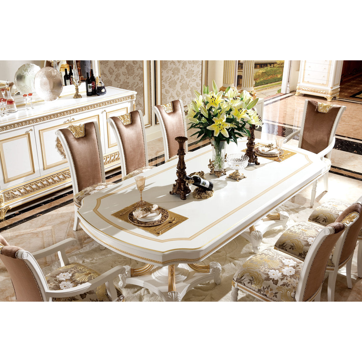 Infinity Furniture Import Infinity White And Gold Long Dining Table