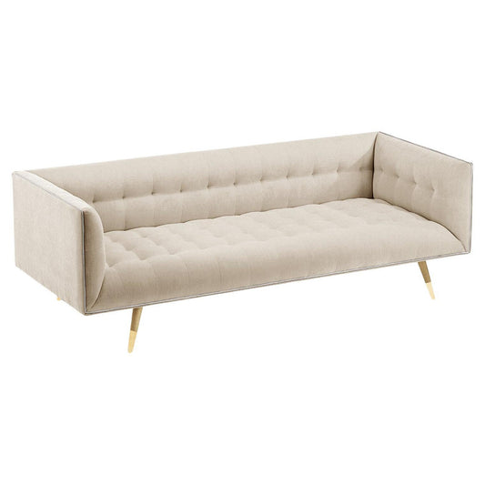 Marie Burgos Design Dust Tuxedo 63 Upholstered Sofa With Polished Brass Feet
